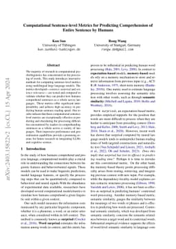 Computational Sentence-level Metrics Predicting Human Sentence
  Comprehension