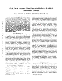 ARO: Large Language Model Supervised Robotics Text2Skill Autonomous
  Learning