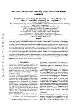 RAAMove: A Corpus for Analyzing Moves in Research Article Abstracts