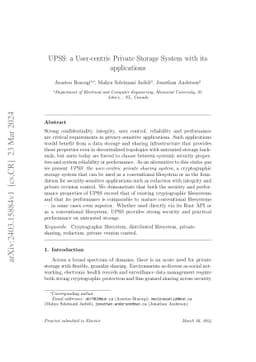 UPSS: a User-centric Private Storage System with its applications