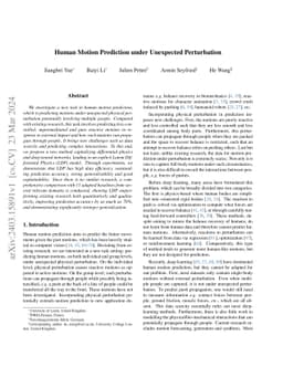 Human Motion Prediction under Unexpected Perturbation