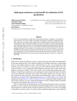 Multi-agent transformer-accelerated RL for satisfaction of STL
  specifications