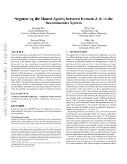 Negotiating the Shared Agency between Humans & AI in the Recommender
  System