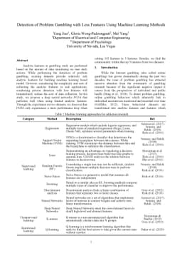 Detection of Problem Gambling with Less Features Using Machine Learning
  Methods