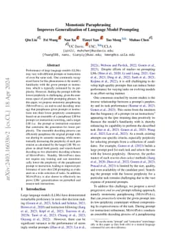 Monotonic Paraphrasing Improves Generalization of Language Model
  Prompting