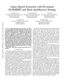 Target Speech Extraction with Pre-trained AV-HuBERT and Mask-And-Recover
  Strategy