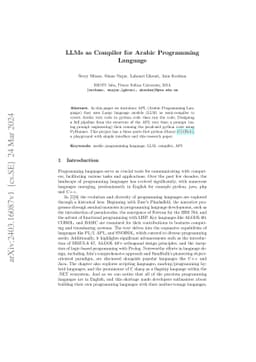 LLMs as Compiler for Arabic Programming Language
