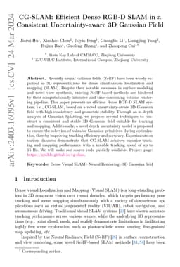 CG-SLAM: Efficient Dense RGB-D SLAM in a Consistent Uncertainty-aware 3D
  Gaussian Field