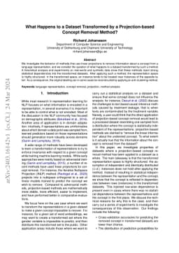 What Happens to a Dataset Transformed by a Projection-based Concept
  Removal Method?