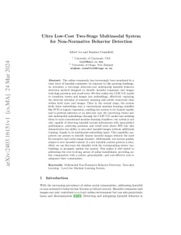 Ultra Low-Cost Two-Stage Multimodal System for Non-Normative Behavior
  Detection