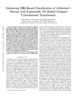 Enhancing MRI-Based Classification of Alzheimer's Disease with
  Explainable 3D Hybrid Compact Convolutional Transformers