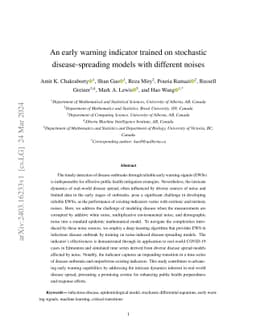An early warning indicator trained on stochastic disease-spreading
  models with different noises