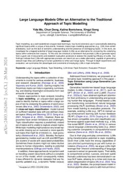Large Language Models Offer an Alternative to the Traditional Approach
  of Topic Modelling