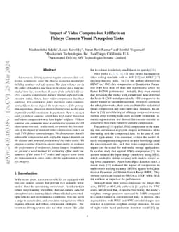 Impact of Video Compression Artifacts on Fisheye Camera Visual
  Perception Tasks