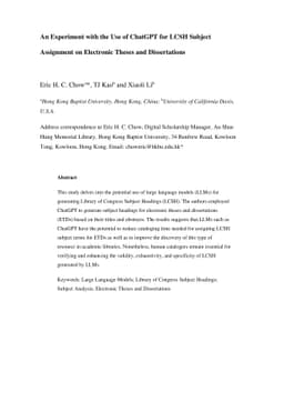An Experiment with the Use of ChatGPT for LCSH Subject Assignment on
  Electronic Theses and Dissertations
