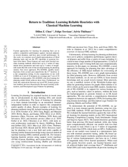 Return to Tradition: Learning Reliable Heuristics with Classical Machine
  Learning