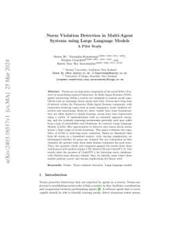 Norm Violation Detection in Multi-Agent Systems using Large Language
  Models: A Pilot Study