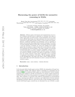 Harnessing the power of LLMs for normative reasoning in MASs