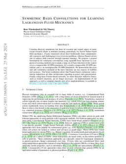 Symmetric Basis Convolutions for Learning Lagrangian Fluid Mechanics