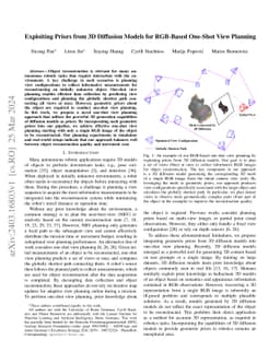 Exploiting Priors from 3D Diffusion Models for RGB-Based One-Shot View
  Planning