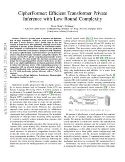 CipherFormer: Efficient Transformer Private Inference with Low Round
  Complexity