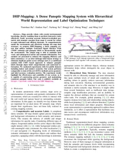 DHP-Mapping: A Dense Panoptic Mapping System with Hierarchical World
  Representation and Label Optimization Techniques