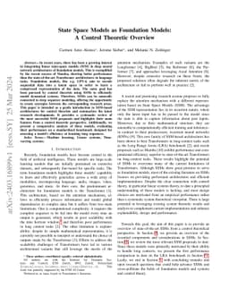 State Space Models as Foundation Models: A Control Theoretic Overview