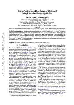 Coarse-Tuning for Ad-hoc Document Retrieval Using Pre-trained Language
  Models