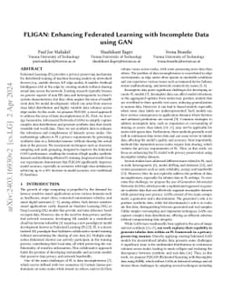 FLIGAN: Enhancing Federated Learning with Incomplete Data using GAN