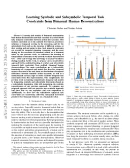Learning Symbolic and Subsymbolic Temporal Task Constraints from
  Bimanual Human Demonstrations