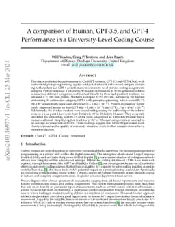 A comparison of Human, GPT-3.5, and GPT-4 Performance in a
  University-Level Coding Course