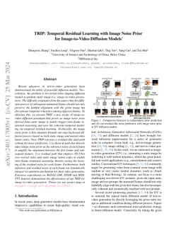 TRIP: Temporal Residual Learning with Image Noise Prior for
  Image-to-Video Diffusion Models