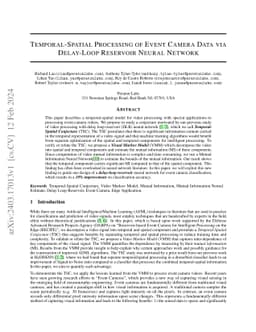 Temporal-Spatial Processing of Event Camera Data via Delay-Loop
  Reservoir Neural Network