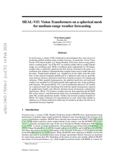HEAL-ViT: Vision Transformers on a spherical mesh for medium-range
  weather forecasting