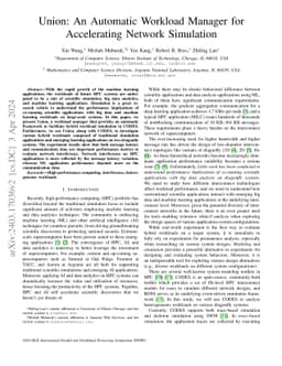 Union: An Automatic Workload Manager for Accelerating Network Simulation