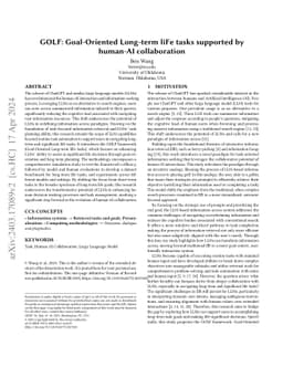 GOLF: Goal-Oriented Long-term liFe tasks supported by human-AI
  collaboration
