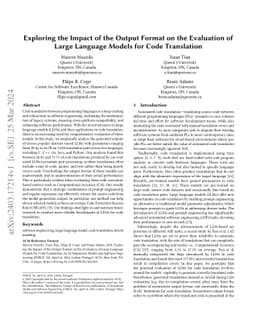 Exploring the Impact of the Output Format on the Evaluation of Large
  Language Models for Code Translation