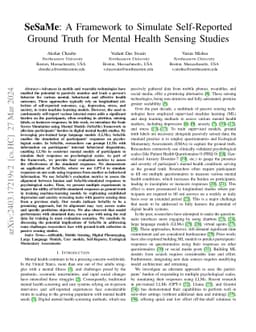 SeSaMe: A Framework to Simulate Self-Reported Ground Truth for Mental
  Health Sensing Studies