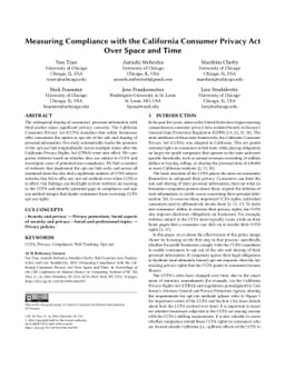 Measuring Compliance with the California Consumer Privacy Act Over Space
  and Time