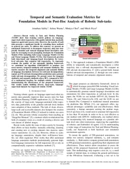 Temporal and Semantic Evaluation Metrics for Foundation Models in Post-Hoc Analysis of Robotic Sub-tasks