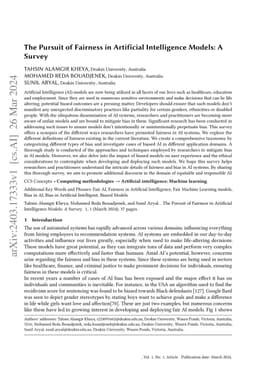 The Pursuit of Fairness in Artificial Intelligence Models: A Survey