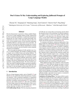 Don't Listen To Me: Understanding and Exploring Jailbreak Prompts of
  Large Language Models