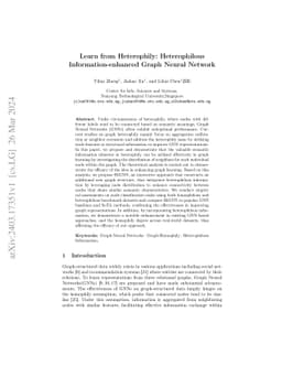 Learn from Heterophily: Heterophilous Information-enhanced Graph Neural
  Network