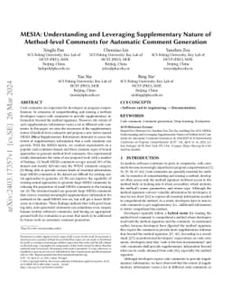 MESIA: Understanding and Leveraging Supplementary Nature of Method-level
  Comments for Automatic Comment Generation