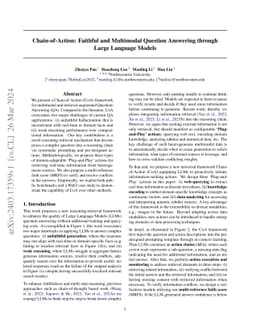Chain-of-Action: Faithful and Multimodal Question Answering through Large Language Models