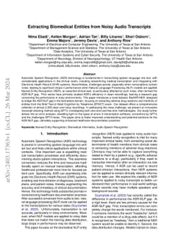 Extracting Biomedical Entities from Noisy Audio Transcripts