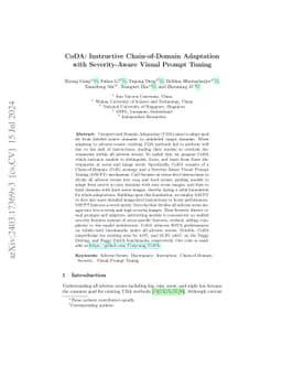 CoDA: Instructive Chain-of-Domain Adaptation with Severity-Aware Visual
  Prompt Tuning
