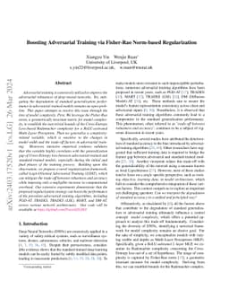 Boosting Adversarial Training via Fisher-Rao Norm-based Regularization