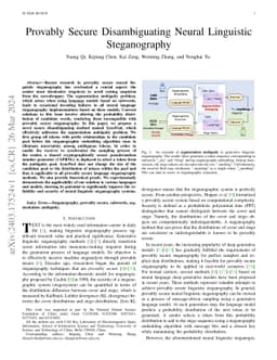 Provably Secure Disambiguating Neural Linguistic Steganography