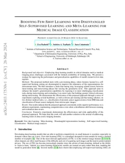 Boosting Few-Shot Learning with Disentangled Self-Supervised Learning
  and Meta-Learning for Medical Image Classification